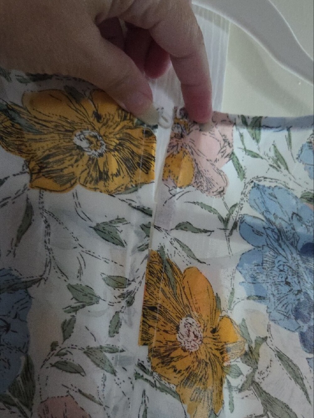 Umgee Cream Floral Cold-Shoulder Midi Dress with Blue and Yellow Blooms - Picture 4 of 8